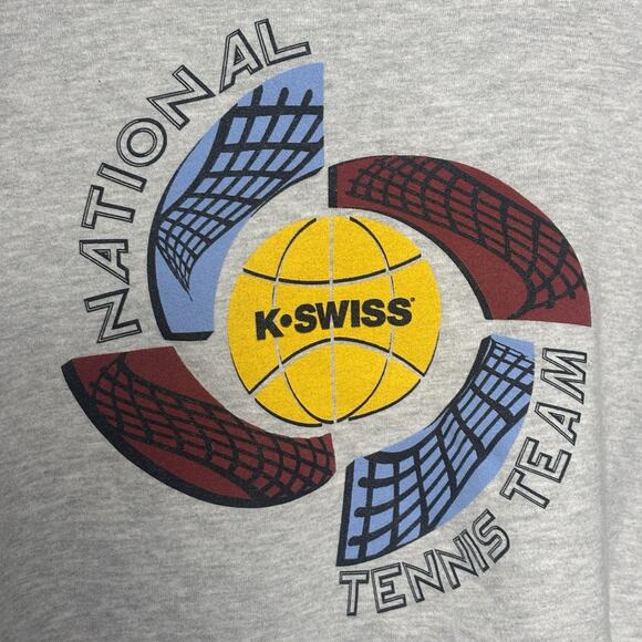 Vintage 90’s K-Swiss National Tennis Team Quarter Zip Grey Sweatshirt XL - Picture 1 of 9